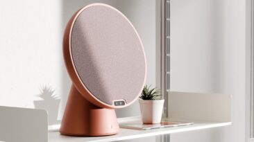 O conceito de alto-falante inspirado no girassol permite que o som acompanhe você onde quer que você vá