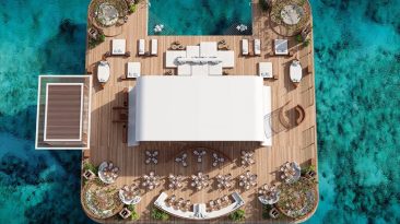 Um centro de entretenimento flutuante que viaja pelo mundo